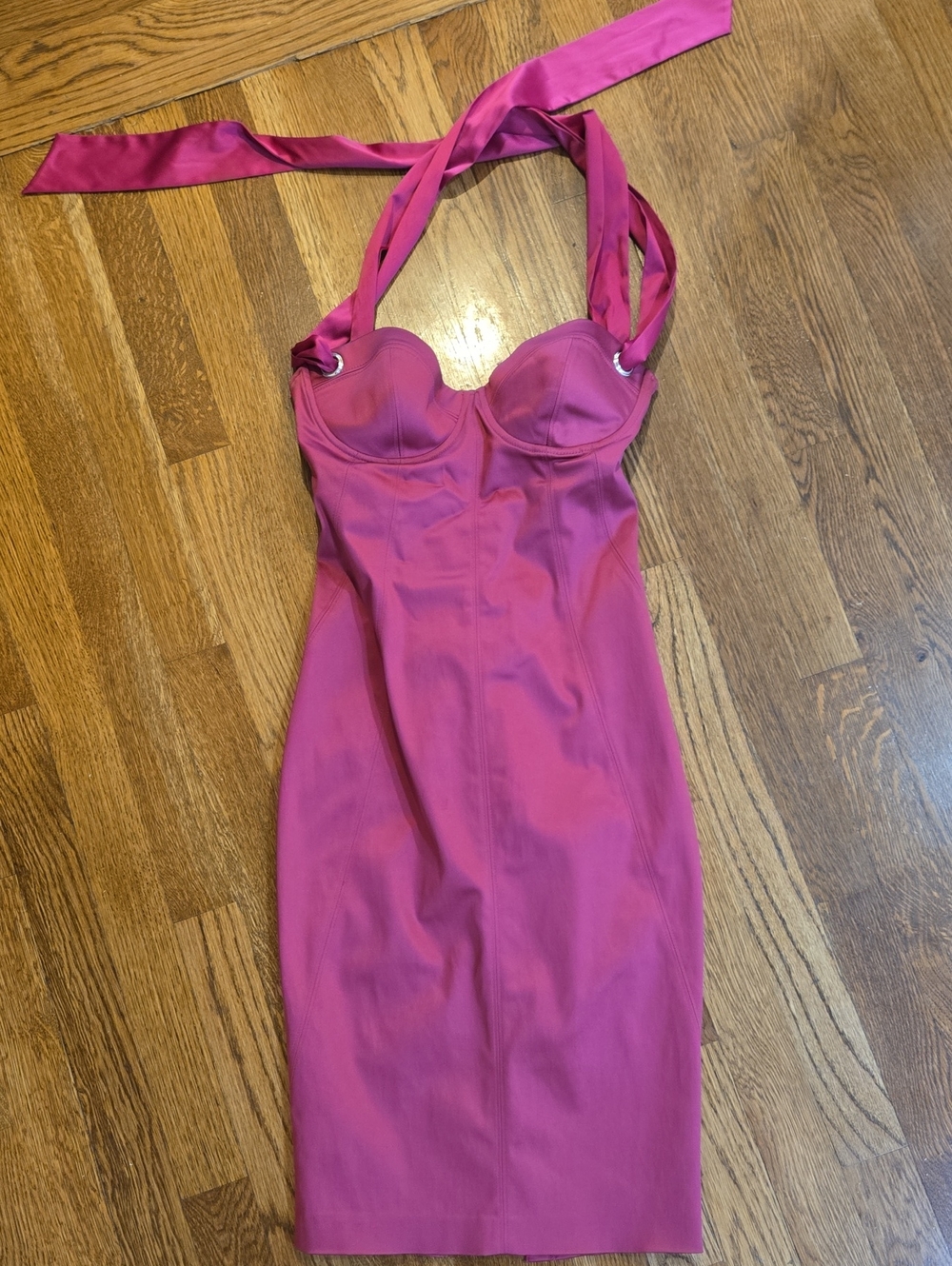 Vintage Y2K Marciano Corset Halter Dress Lace Up Bodycon Purple Size 4